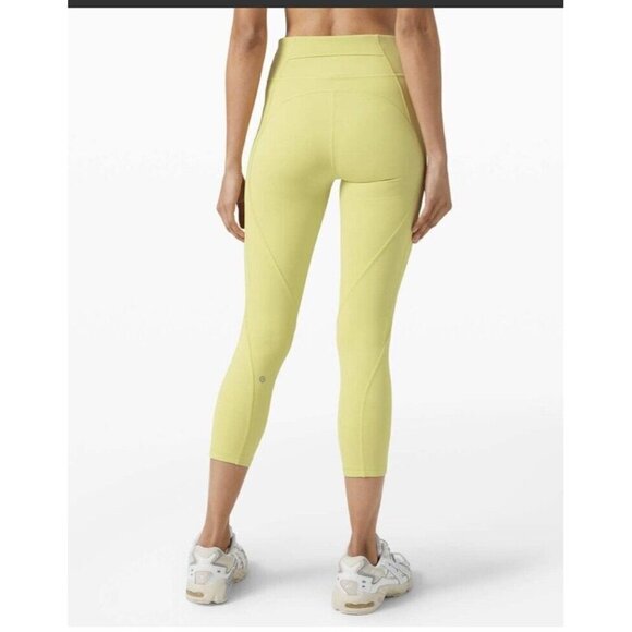 Lululemon Time To Sweat Crop 23" Leggings In Lemon Vibe Size 4 - Picture 2 of 7